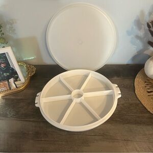 Vintage Tupperware 405-9 White Party Susan Divided Relish Tray with Lid 224-1